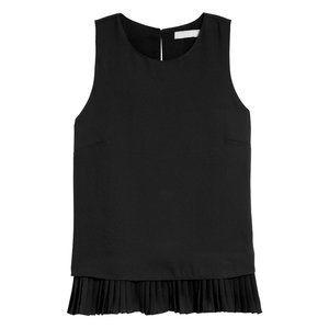 NWT Nordstrom Chelsea28 Black Pleat Hem Tank Top